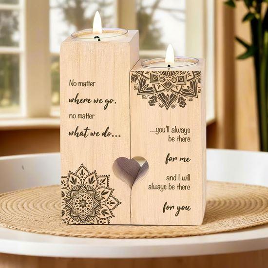Obrázok z Drevené svietniky na čajové sviečky pre páry, 2 ks - mandala