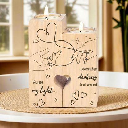 Obrázok Drevené svietniky na čajové sviečky pre páry, 2 ks