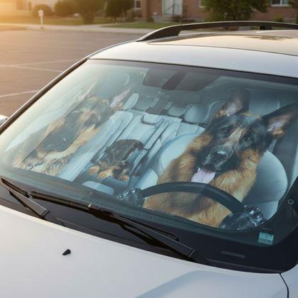 Obrázok z Protislnečná clona do auta s prísavkami - psy