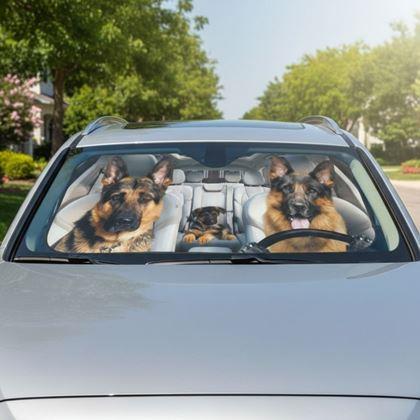 Obrázok z Protislnečná clona do auta s prísavkami - psy