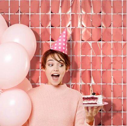 Obrázok z Párty záves obdĺžniky - ružovo-zlatý