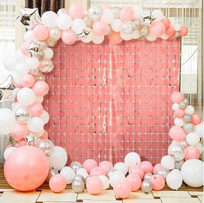 Obrázok z Párty záves obdĺžniky - ružovo-zlatý