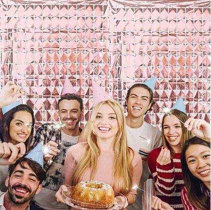 Obrázok z Párty záves obdĺžniky - ružovo-zlatý