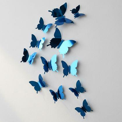 Obrázok z Zrkadlový motýľ 12ks  -  modrý