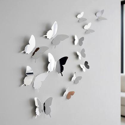 Obrázok z Zrkadlový motýľ 12ks  -   strieborný