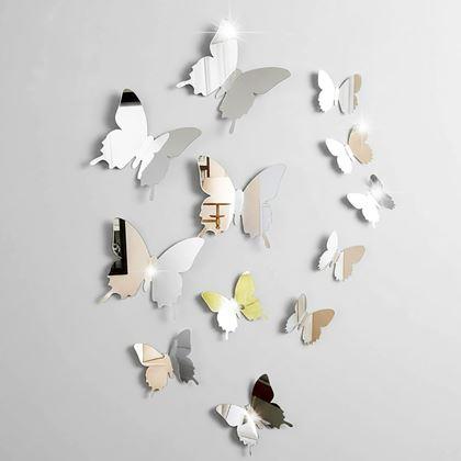 Obrázok z Zrkadlový motýľ 12ks  -   strieborný