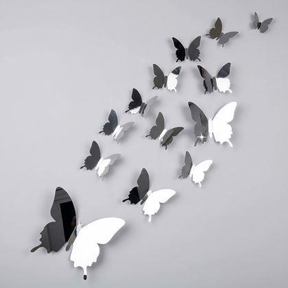 Obrázok z Zrkadlový motýľ 12ks  -   strieborný