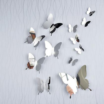 Obrázok z Zrkadlový motýľ 12ks  -   strieborný