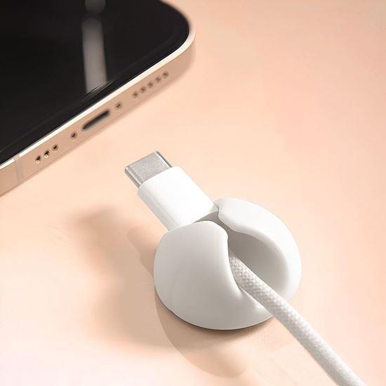 Obrázok z 5 ks Nalepovacie držiaky na káble - biely