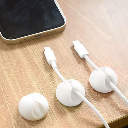 Obrázok z 5 ks Nalepovacie držiaky na káble - biely