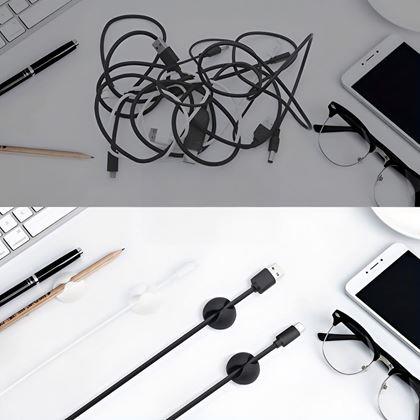 Obrázok z 5 ks Nalepovacie držiaky na káble - čierny