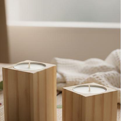 Obrázok Drevené svietniky na čajové sviečky pre páry, 2 ks