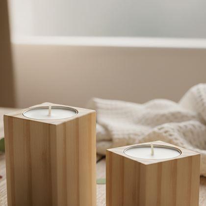 Obrázok z Drevené svietniky na čajové sviečky pre páry, 2 ks - mandala