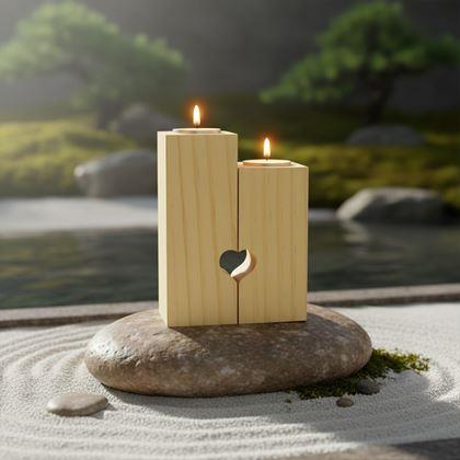 Obrázok z Drevené svietniky na čajové sviečky pre páry, 2 ks - mandala