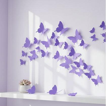 Obrázok z 3D motýle na stenu - fialová