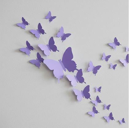 Obrázok z 3D motýle na stenu - fialová