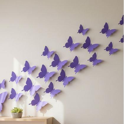 Obrázok z 3D motýle na stenu - fialová