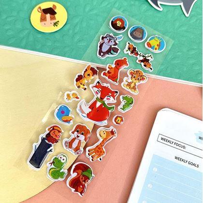 Obrázok z Vypuklé samolepky so zvieratkami  -  líška a kamaráti