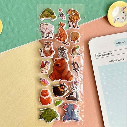 Obrázok z Vypuklé samolepky so zvieratkami  -  medvedík a kamaráti