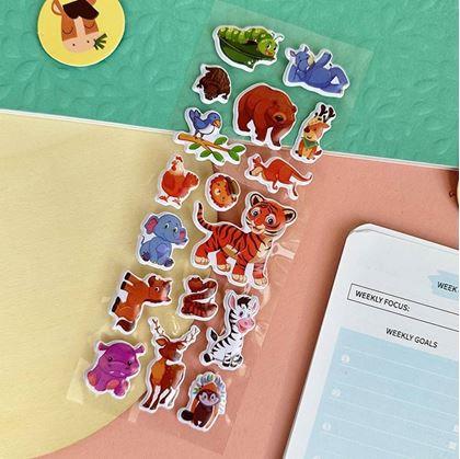 Obrázok z Vypuklé samolepky so zvieratkami  -  tigrík a kamaráti