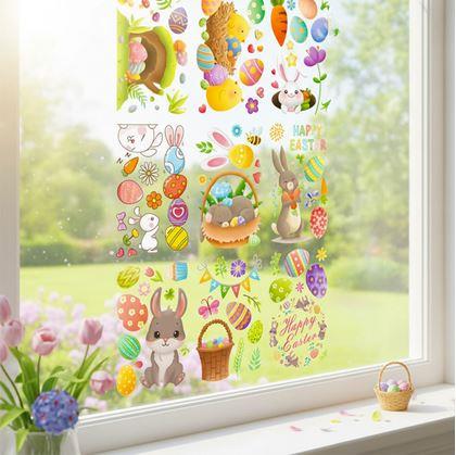 Obrázok z Veľká sada veľkonočných samolepiek na okno 9 hárkov