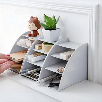 Obrázok z Organizér na stôl s priehradkami  -  svetlo šedý