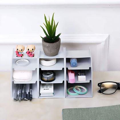 Obrázok z Organizér na stôl s priehradkami  -  svetlo šedý