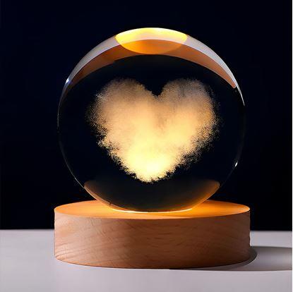 Obrázok LED svietiaca sklenená guľa - srdce