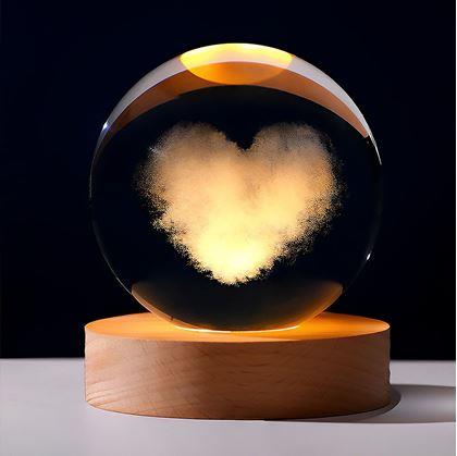 Obrázok z LED svietiaca sklenená guľa - srdce