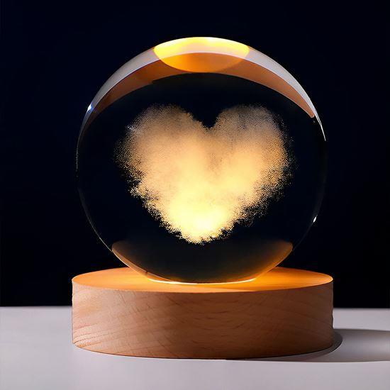 Obrázok z LED svietiaca sklenená guľa - srdce