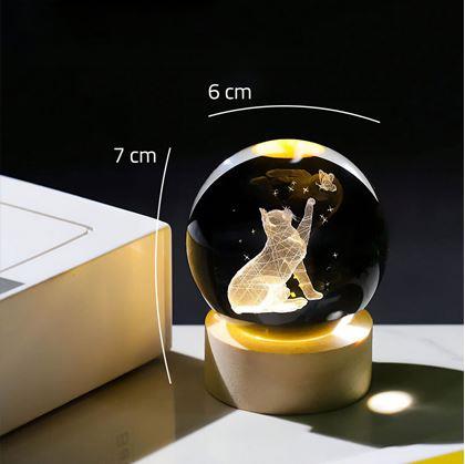 Obrázok z LED svietiaca sklenená guľa - mačka