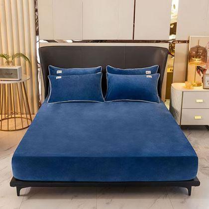 Obrázok z Mikroplyšové prestieradlo 180 x 200 cm  - tmavo modré