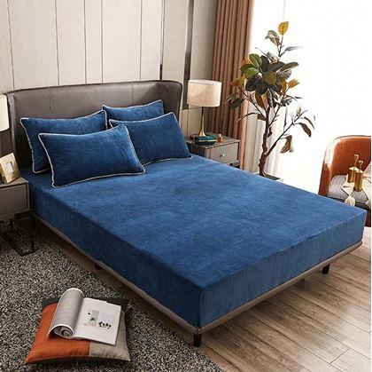 Obrázok z Mikroplyšové prestieradlo 90 x 200 cm  - tmavo modré