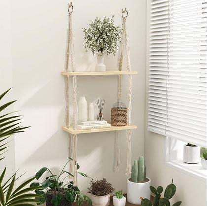 Obrázok z Závesná macrame polička, 2 poschodia