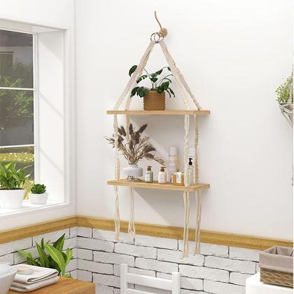 Obrázok z Závesná macrame polička, 2 poschodia