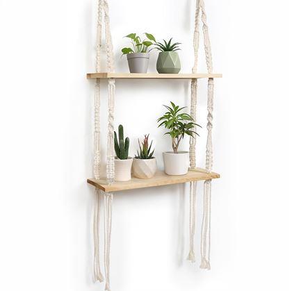Obrázok z Závesná macrame polička, 2 poschodia
