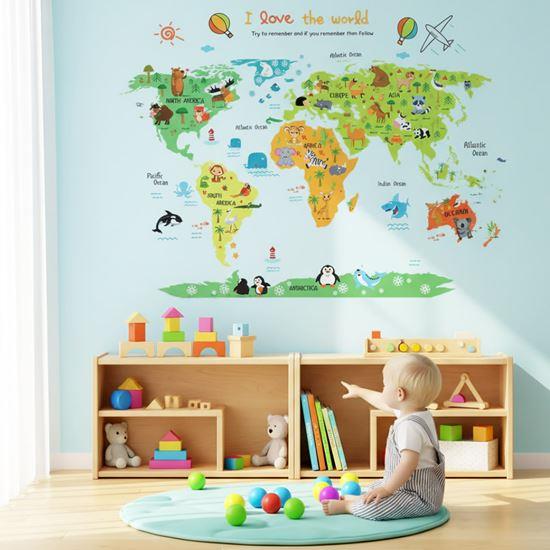 Obrázok z Samolepka na stenu - detská mapa sveta