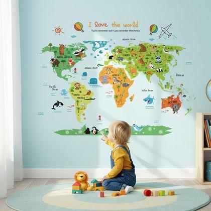 Obrázok z Samolepka na stenu - detská mapa sveta