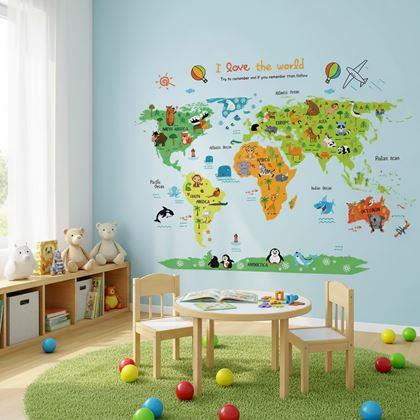 Obrázok z Samolepka na stenu - detská mapa sveta