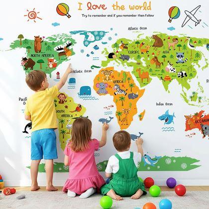 Obrázok z Samolepka na stenu - detská mapa sveta