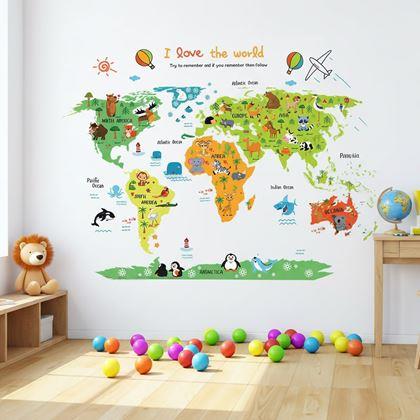Obrázok z Samolepka na stenu - detská mapa sveta