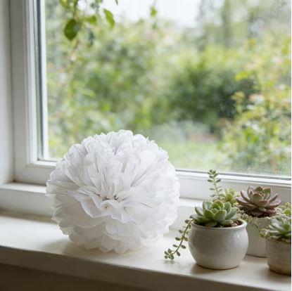 Obrázok Biela papierová dekorácia Pompom 20 cm 5 ks