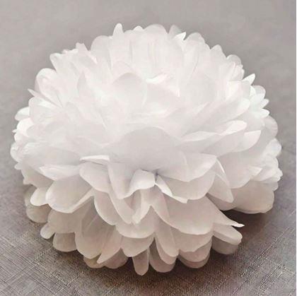 Obrázok z Biela papierová dekorácia Pompom 20 cm 5 ks