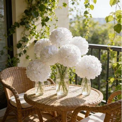 Obrázok z Biela papierová dekorácia Pompom 20 cm 5 ks