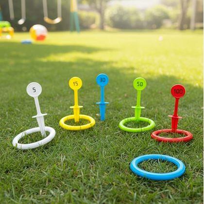 Obrázok z Hra hádzania krúžkov s kolíkmi do zeme