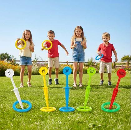 Obrázok z Hra hádzania krúžkov s kolíkmi do zeme
