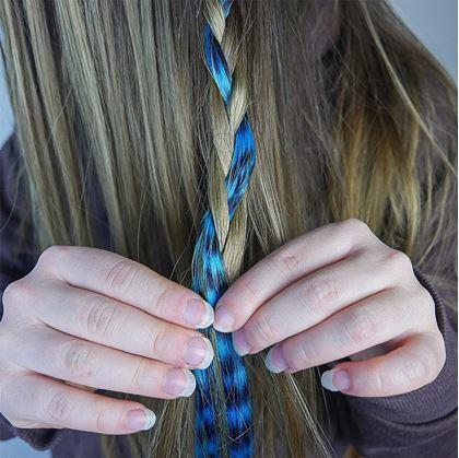 Obrázok z Farebný clip in pramienok 45 cm, umelý medvedí chvost -  modrý