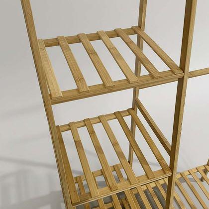 Obrázok z Bambusový stojan na oblečenie s policami a vešiakom - šírka 130 cm