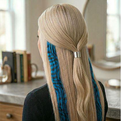 Obrázok z Farebný clip in pramienok 45 cm, umelý medvedí chvost -  modrý