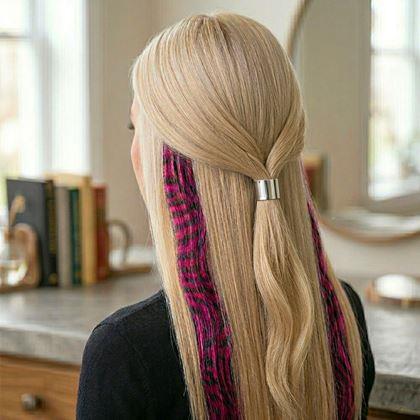 Obrázok z Farebný clip in pramienok 45 cm, umelý medvedí chvost -  ružový